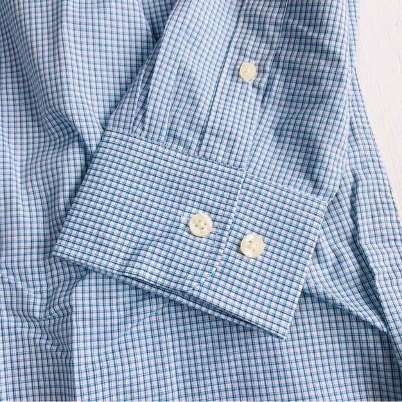 NWOT Protocol Blue Check Dress Shirt 60% Cotton Blend Size 15 1/2 Sleeve 32/33 - Picture 3 of 5